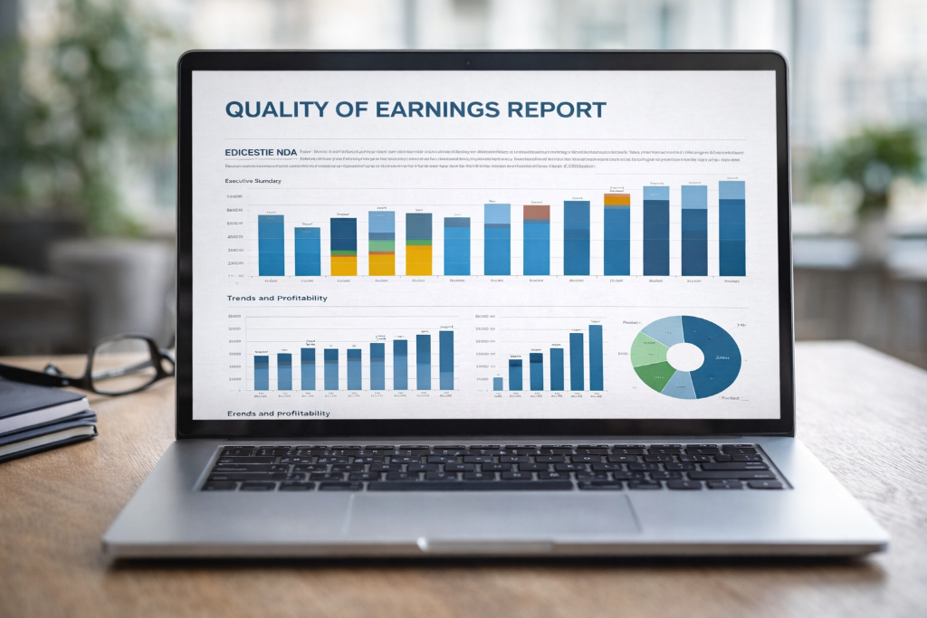 Financial report on laptop